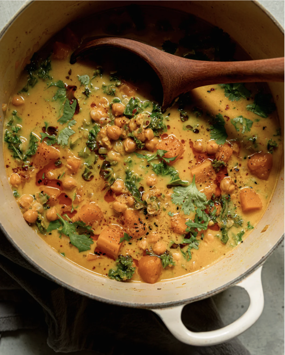 Butternut Squash Stew with Coconut Milk, Chickpeas & Kale